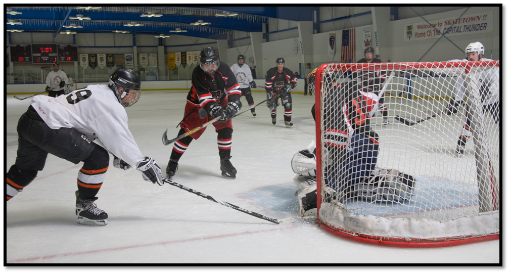 Playing hockey